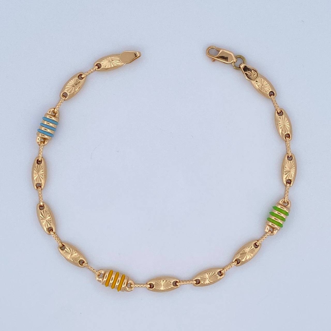 Pulso Eslabón Diamantado 5.75gr / 21.5cm / Oro 18K $