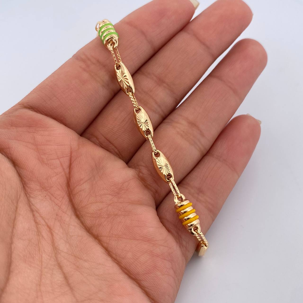 Pulso Eslabón Diamantado 5.75gr / 21.5cm / Oro 18K $