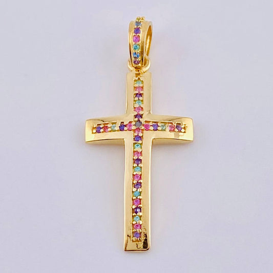 Dije Cruz Curva Abultada 2.35gr / 3.6cm / Oro Amarillo 18K