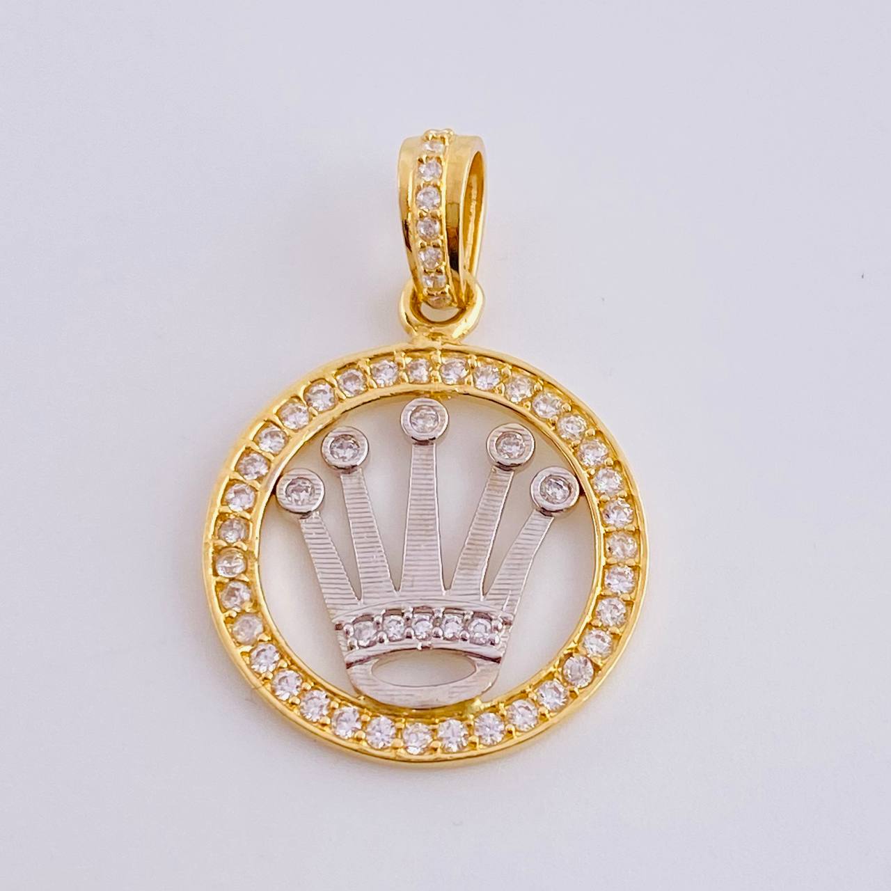 Dije Corona Rx 2.7gr / 2.7cm / Dos Oros Amarillo Blanco 18K
