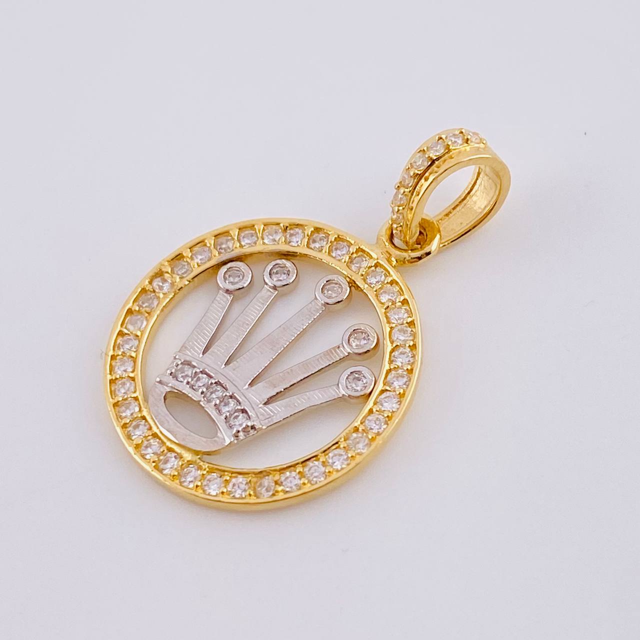 Dije Corona Rx 2.7gr / 2.7cm / Dos Oros Amarillo Blanco 18K