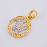 Dije Corona Rx 2.7gr / 2.7cm / Dos Oros Amarillo Blanco 18K