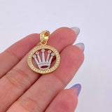 Dije Corona Rx 2.7gr / 2.7cm / Dos Oros Amarillo Blanco 18K