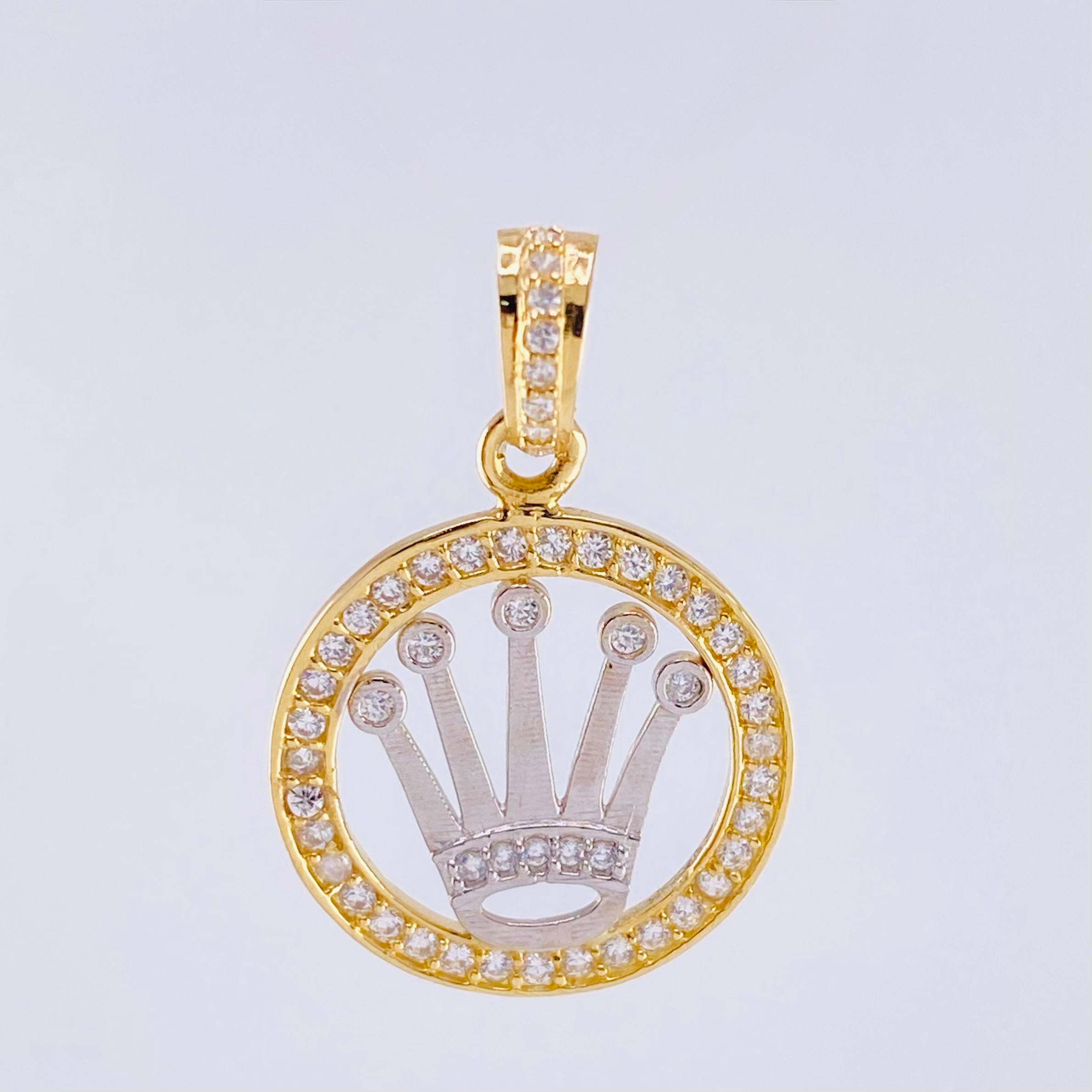 Dije Corona Rx 2.7gr / 2.7cm / Dos Oros Amarillo Blanco 18K