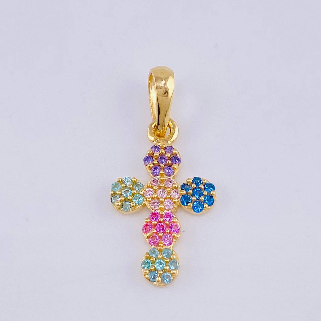 Dije Cruz Tupida 1.8gr / 2.4cm / Oro Amarillo 18K *