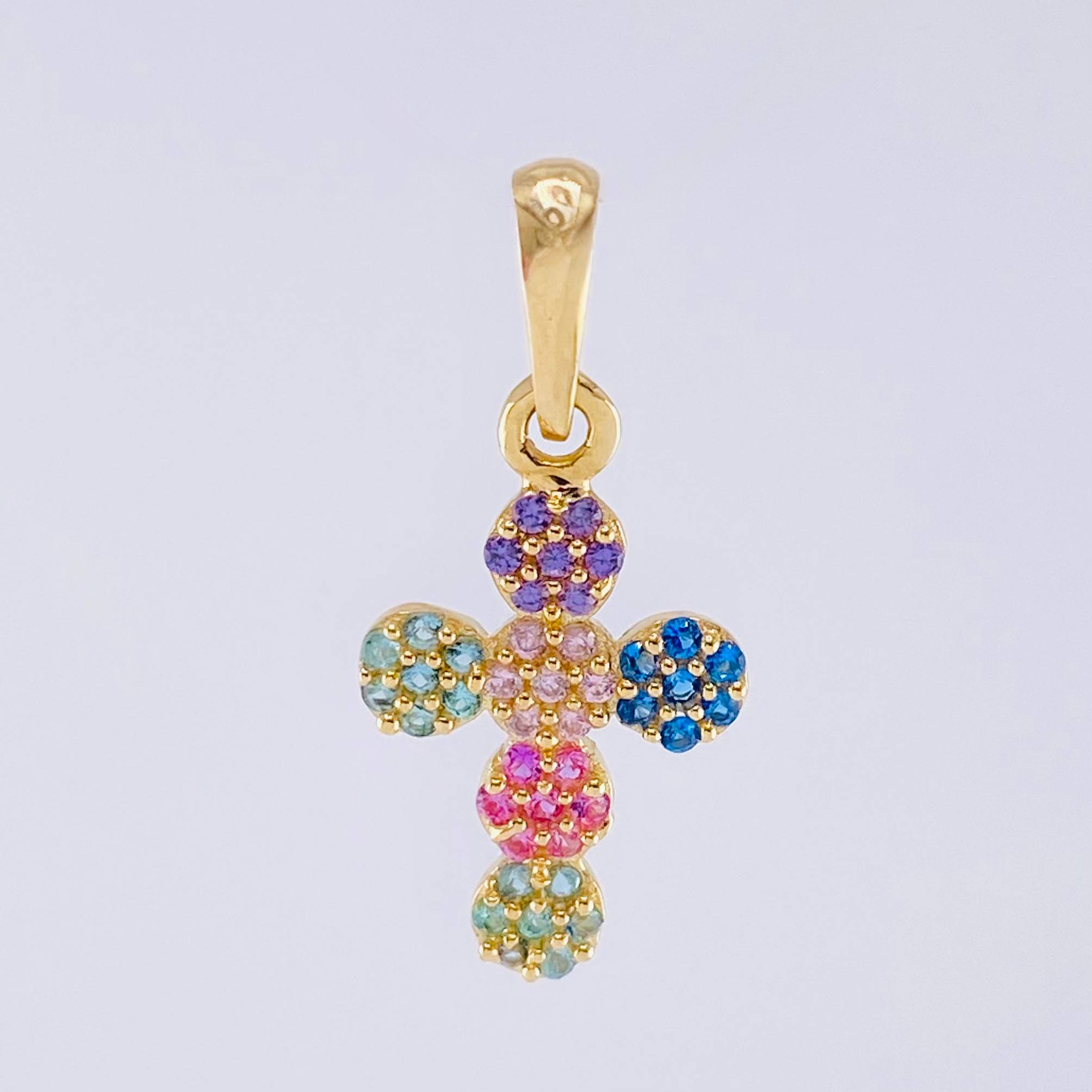 Dije Cruz Tupida 1.8gr / 2.4cm / Oro Amarillo 18K *