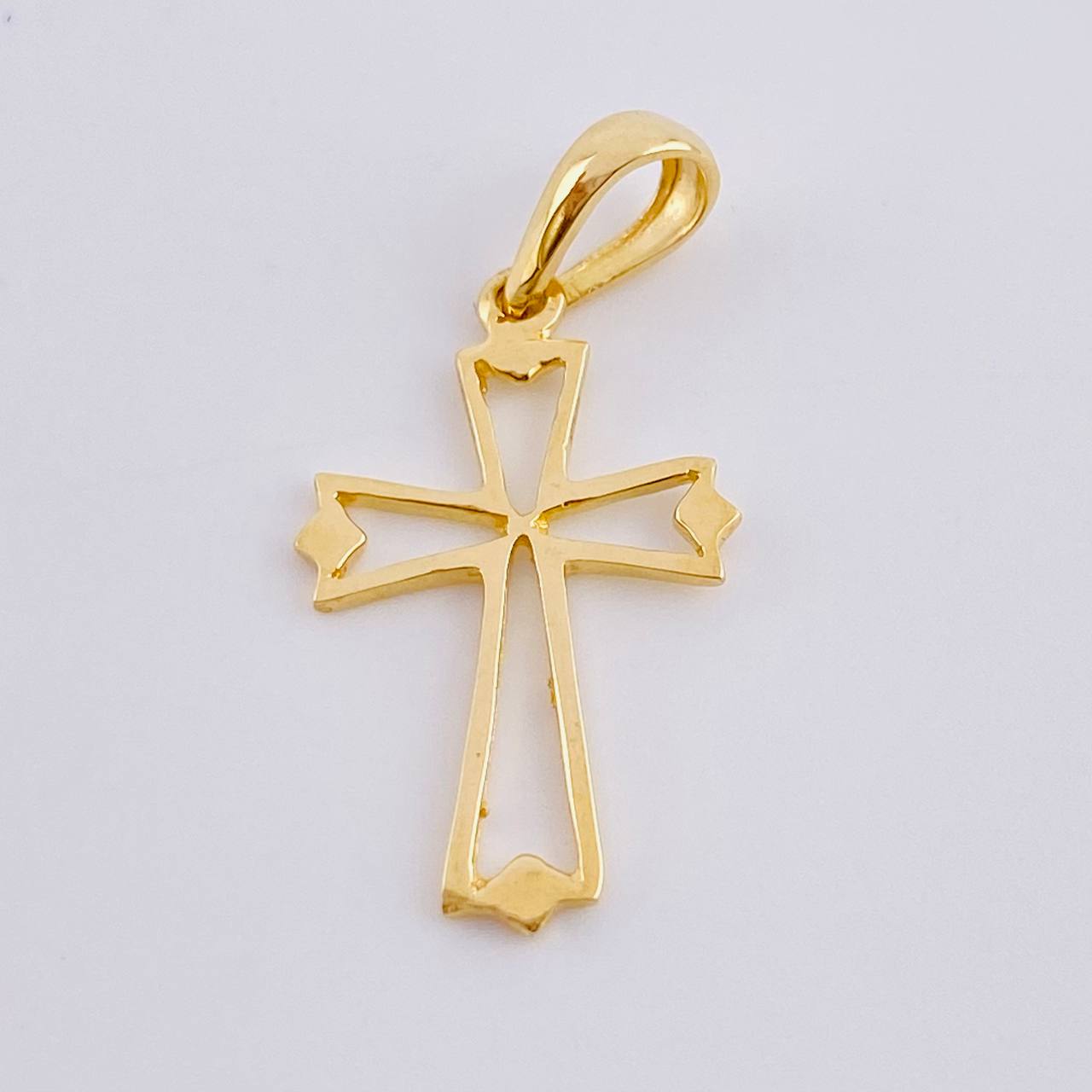 Dije Cruz Puntas Diamantes 1.2gr / 3cm / Oro Amarillo 18K *