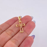 Dije Cruz Puntas Diamantes 1.2gr / 3cm / Oro Amarillo 18K *
