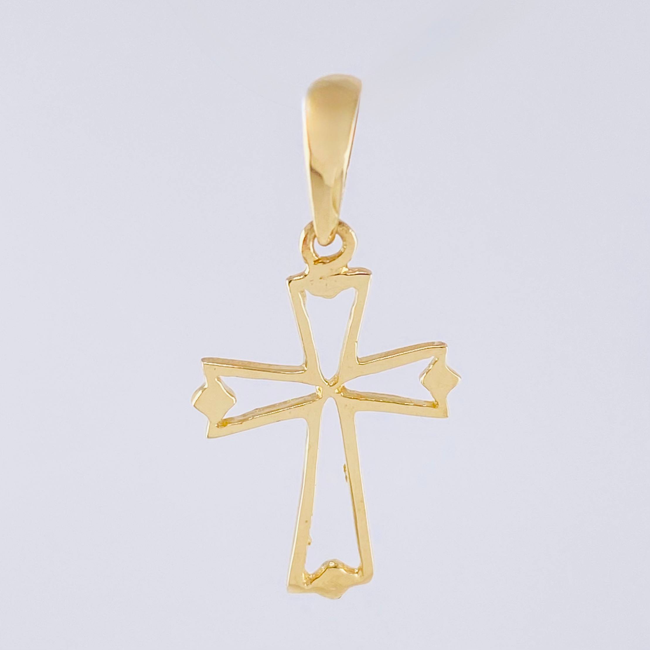 Dije Cruz Puntas Diamantes 1.2gr / 3cm / Oro Amarillo 18K *