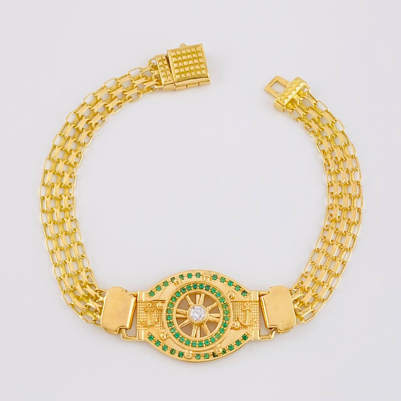 Pulso Chino Correa Timon Ancla 12.5g / 18.2cm / 7mm Oro Amarillo 18K