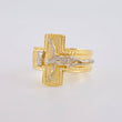 Anillo Cruz Cristo Bordeado 4.25g / T10 3/4 Dos Oros Amarillo Blanco 18K