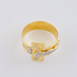Anillo Cruz Cristo Bordeado 4.05g / T9 1/2 Dos Oros Amarillo Blanco 18K