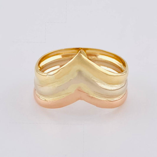 Anillo Tres Líneas Enlazadas 2.2 g / T7 1/4 Tres Oros 18K