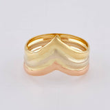 Anillo Tres Líneas Enlazadas 2.2 g / T7 1/4 Tres Oros 18K