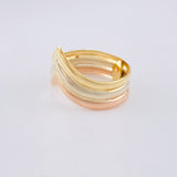 Anillo Tres Líneas Enlazadas 2.2 g / T7 1/4 Tres Oros 18K