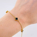 Pulso Modulable Trebol Onix Negro 2.3 g / 18.2 cm - 16.5 cm / 1.36 mm Oro Amarillo 18K