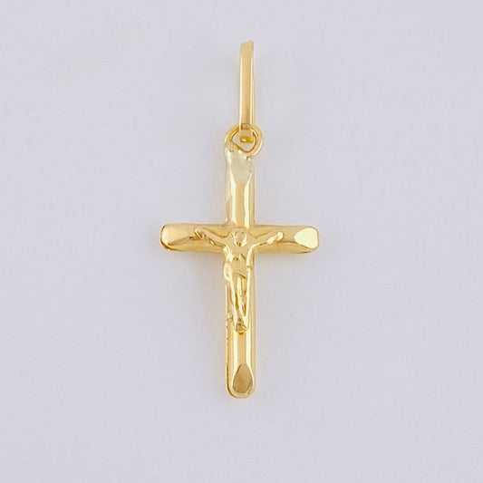 Dije Cruz Cristo Puntas Planas 0.4 g / 2 cm Oro Amarillo 18K