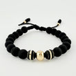 Pulsera Negra Trío Neoros 2und Bolas 3und / 4mm-8mm Oro Amarillo 18K (Oferta) *