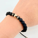 Pulsera Negra Trío Neoros 2und Bolas 3und / 4mm-8mm Oro Amarillo 18K (Oferta) *
