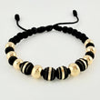 Pulsera Negra Neoros 4und Bolas 8und / 7mm-8mm Oro Amarillo 18K *