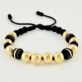 Pulsera Negra Neoros 4und Bolas 10und 3.1gr / 8mm Oro Amarillo 18K *