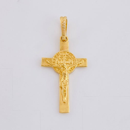 Dije Cruz Cristo San Benito 1.9gr / 3.2cm / Oro Amarillo 18K