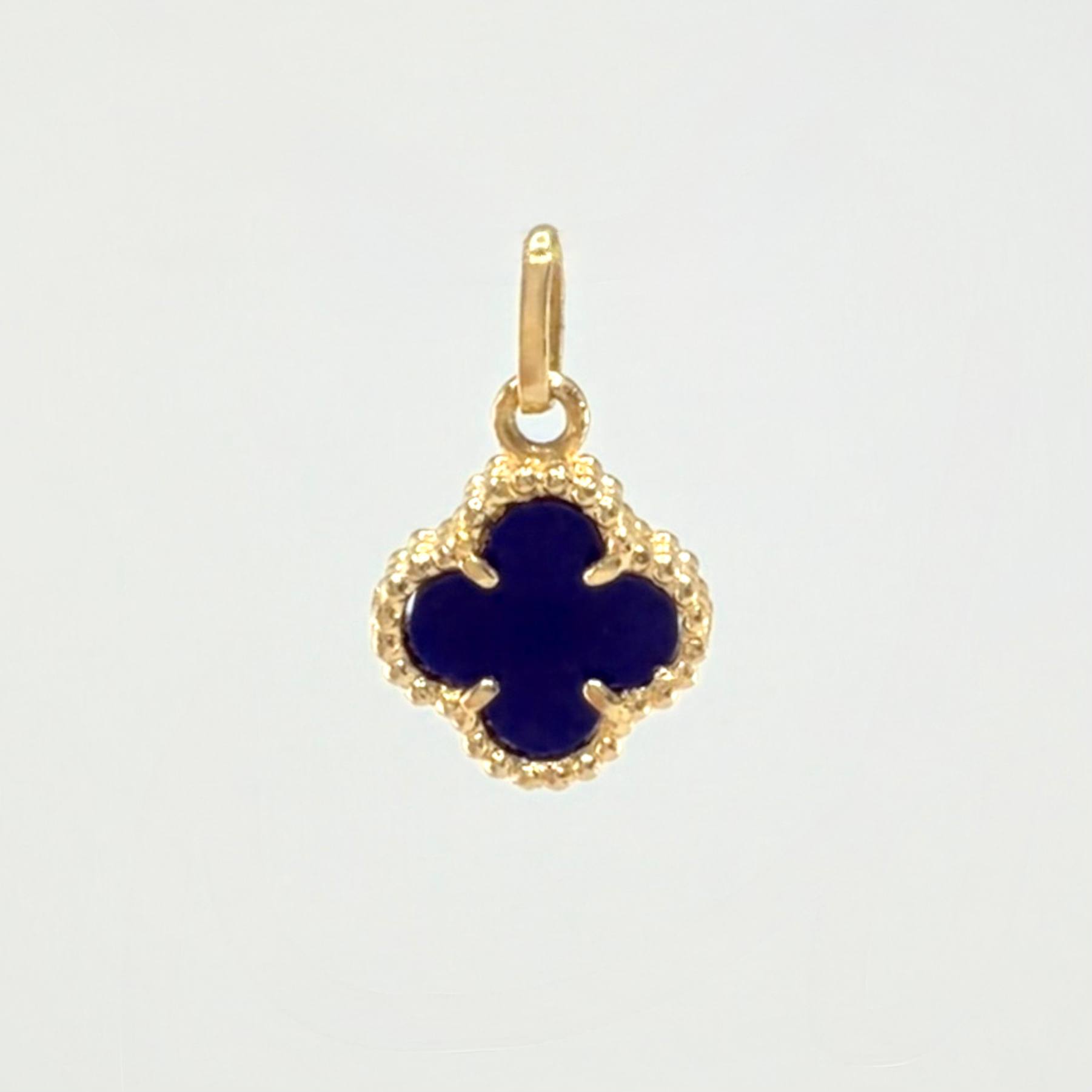 Dije Trebol Azul 1.3gr / 1.7cm / Oro Amarillo 18K