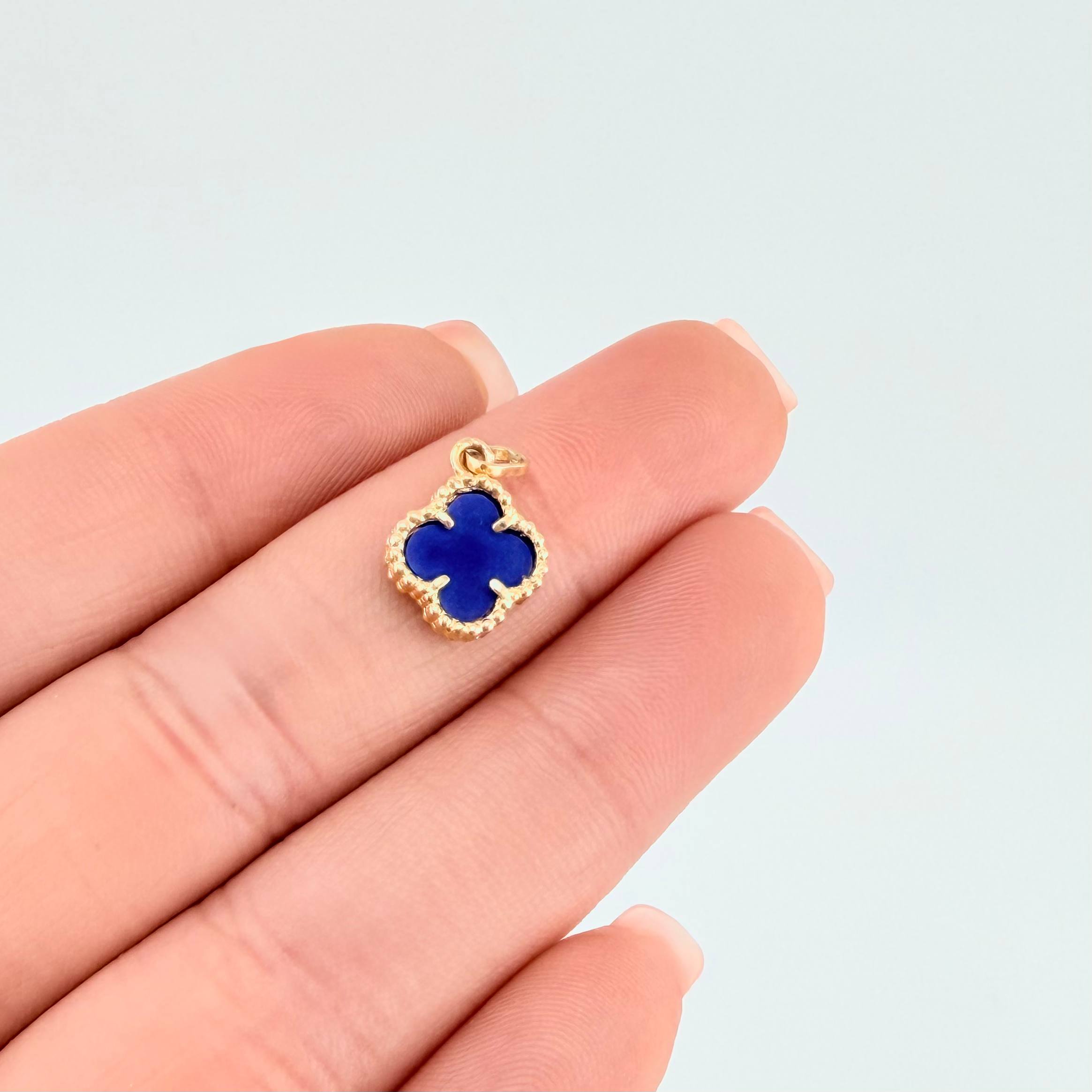 Dije Trebol Azul 1.3gr / 1.7cm / Oro Amarillo 18K