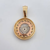 Dije Corazon BV 11.55gr / 4.5cm / Circones Blancos Azules Fucsias Tres Oros 18K $
