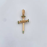 Dije Cruz Clavo 2.65gr / 3.4cm / Circones Verdes Oro Amarillo 18K $