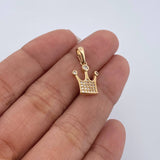 Dije Corona 1.25gr / 2.1cm / Circones Blancos Oro Amarillo 18K $