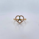Anillo Corazon Paz 2.15gr / T6 3/4 / Circones Verdes Blancos Oro Amarillo 18K $