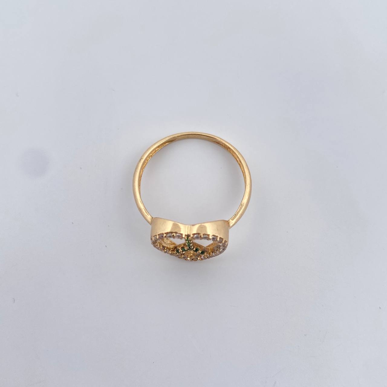Anillo Corazon Paz 2.15gr / T6 3/4 / Circones Verdes Blancos Oro Amarillo 18K $
