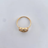 Anillo Corazon Paz 2.15gr / T6 3/4 / Circones Verdes Blancos Oro Amarillo 18K $