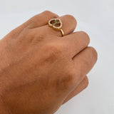 Anillo Corazon Paz 2.15gr / T6 3/4 / Circones Verdes Blancos Oro Amarillo 18K $