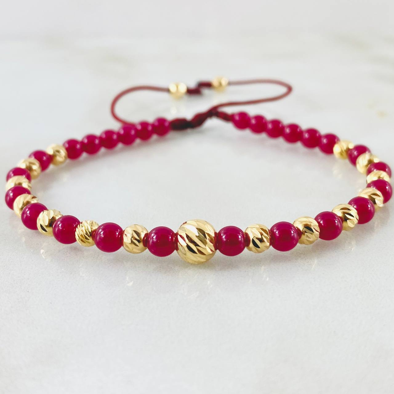 Pulsera Rubies Lisas 1.85gr / 6mm-4mm Oro Amarillo 18K ©