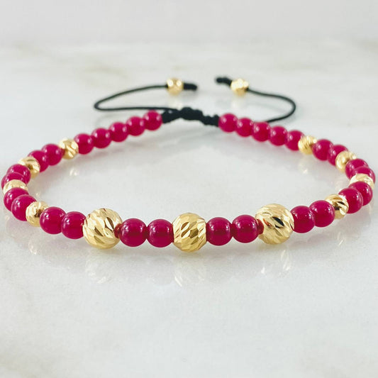 Pulsera Rubies Lisas 1.7gr / 6mm-4mm Oro Amarillo 18K ©