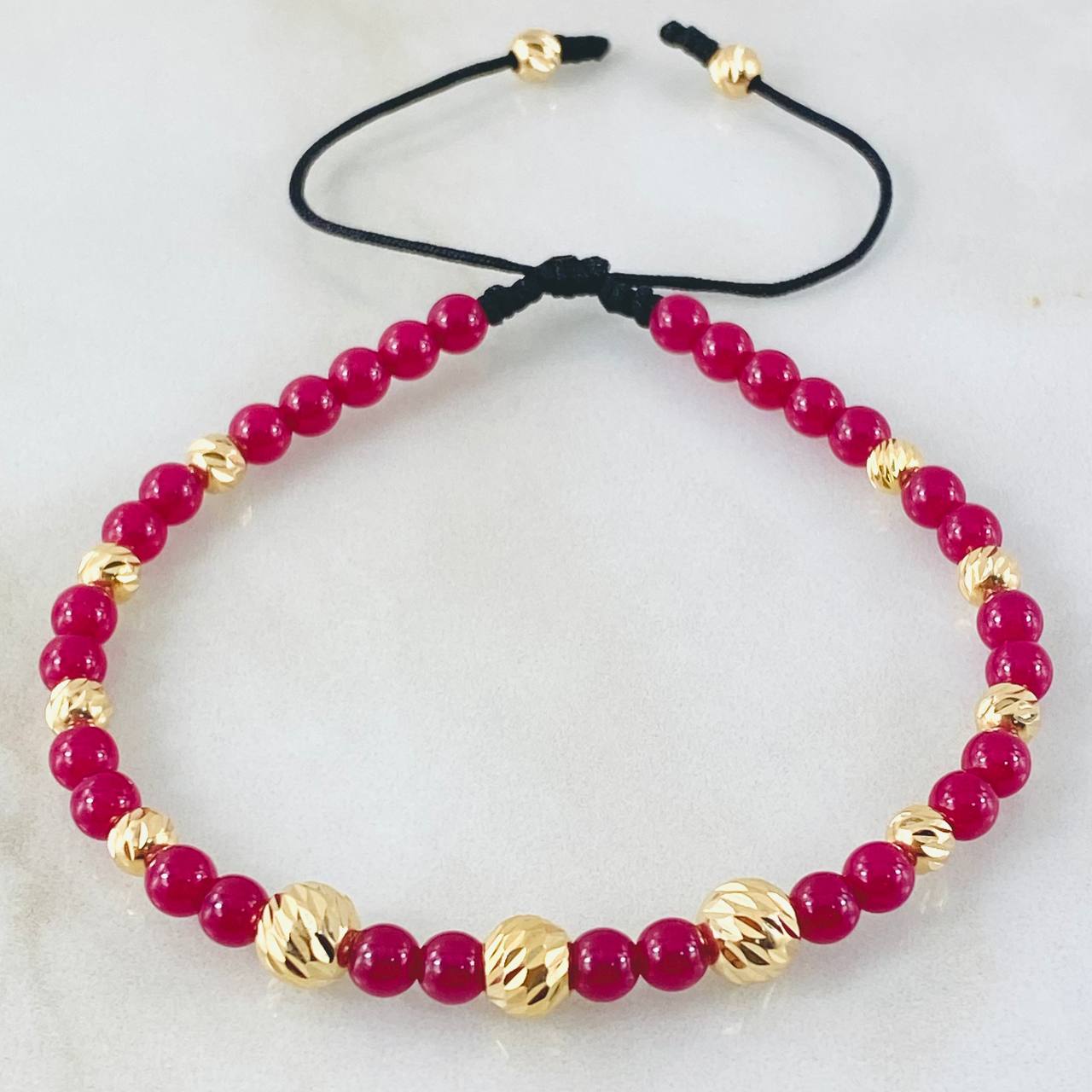 Pulsera Rubies Lisas 1.7gr / 6mm-4mm Oro Amarillo 18K ©