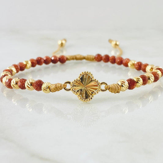 Pulsera Lluvia De Oro Trebol 2.35gr / 4mm Oro Amarillo Nac.Esp. 18K ©