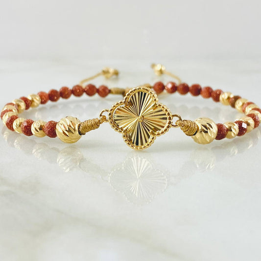Pulsera Lluvia De Oro Herraje Trebol 3.85gr / 6mm-4mm Oro Amarillo Nac.Esp. 18K ©