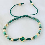 Pulsera Esmeraldas Herraje Trebol 1.75gr / 4mm Oro Amarillo Nac.Esp. 18K ©