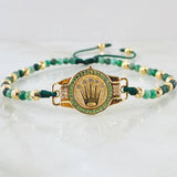 Pulsera Esmeraldas Herraje Corona 4.6gr / Oro Amarillo 18K ©