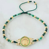 Pulsera Esmeraldas Herraje Corona 4.6gr / Oro Amarillo 18K ©