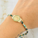 Pulsera Esmeraldas Herraje Corona 4.6gr / Oro Amarillo 18K ©