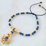 Pulsera Zafiro Dije Pato Bolsas Dinero 8.3gr / 6mm-4mm Oro Amarillo 18K ©