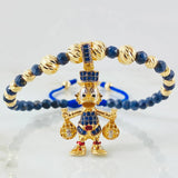Pulsera Zafiro Dije Pato Bolsas Dinero 8.1gr / 6mm-4mm Oro Amarillo 18K ©
