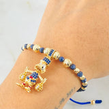 Pulsera Zafiro Dije Pato Bolsas Dinero 8.1gr / 6mm-4mm Oro Amarillo 18K ©