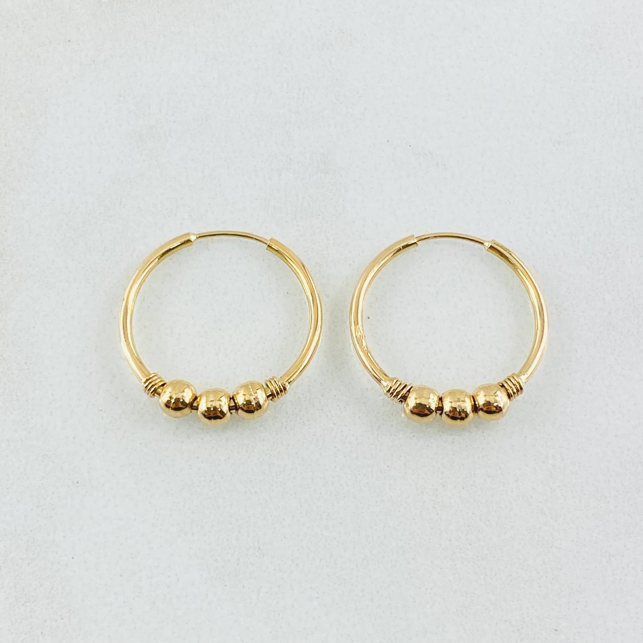 Candongas Trio Bola 1.2gr / 1.7cm-Oro Amarillo 18K