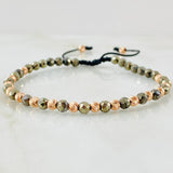 Pulsera Negra Pirita Grisacea 1.7gr / Oro Rosa 18K (A.C)