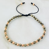 Pulsera Negra Pirita Grisacea 1.7gr / Oro Rosa 18K (A.C)